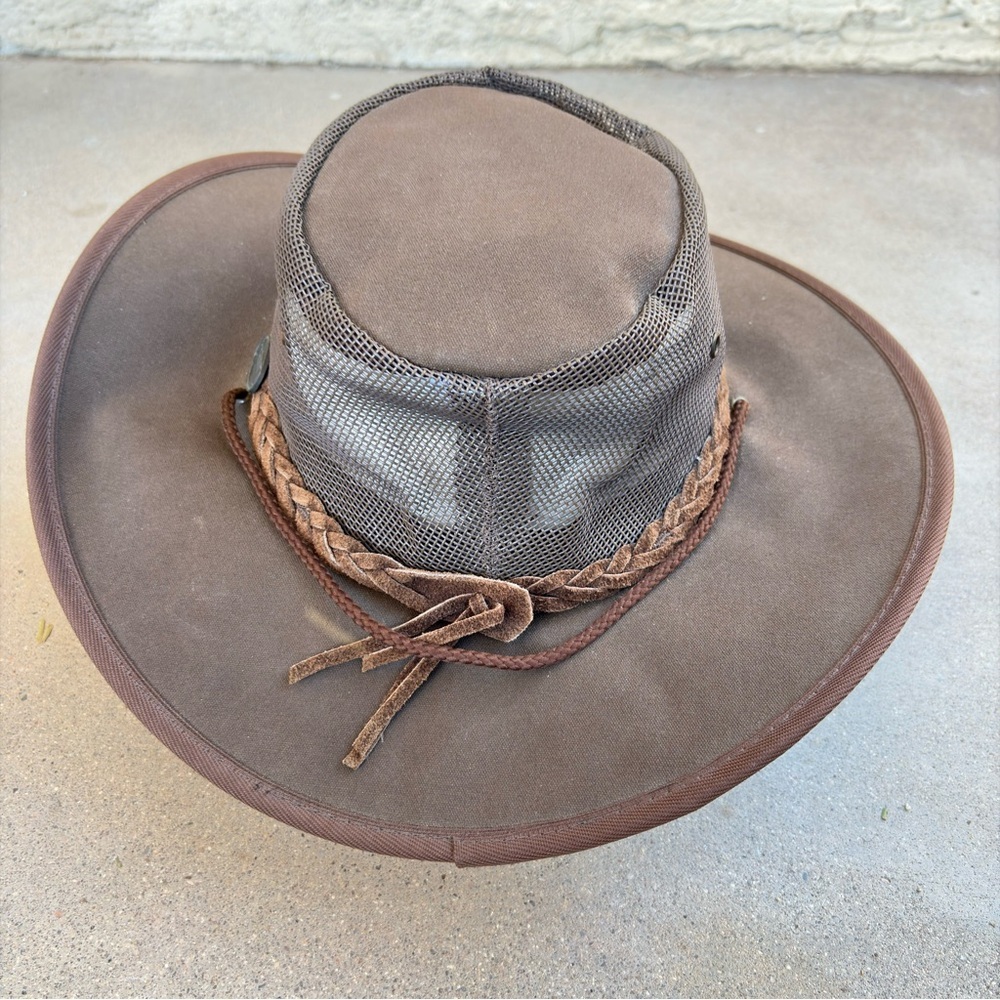Barmah 1064 Foldaway Cattle Suede Cooler Leather Hat Brown Unisex Size Small - Picture 4 of 6
